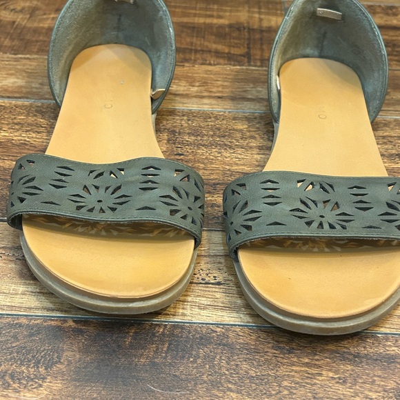 Andiamo D'Orsay Open Toe Slip On Flat Sandal Womens 9W Olive Green - Picture 9 of 10
